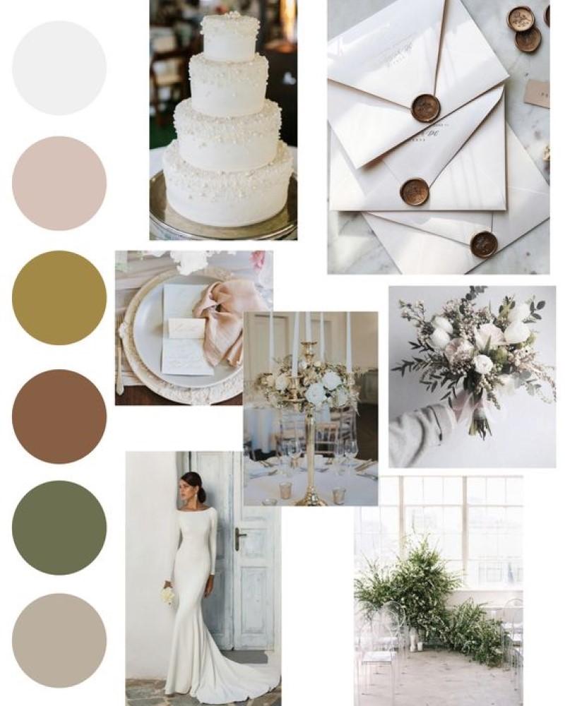 Bảng moodboard thể hiện các bước tổ chức đám cưới