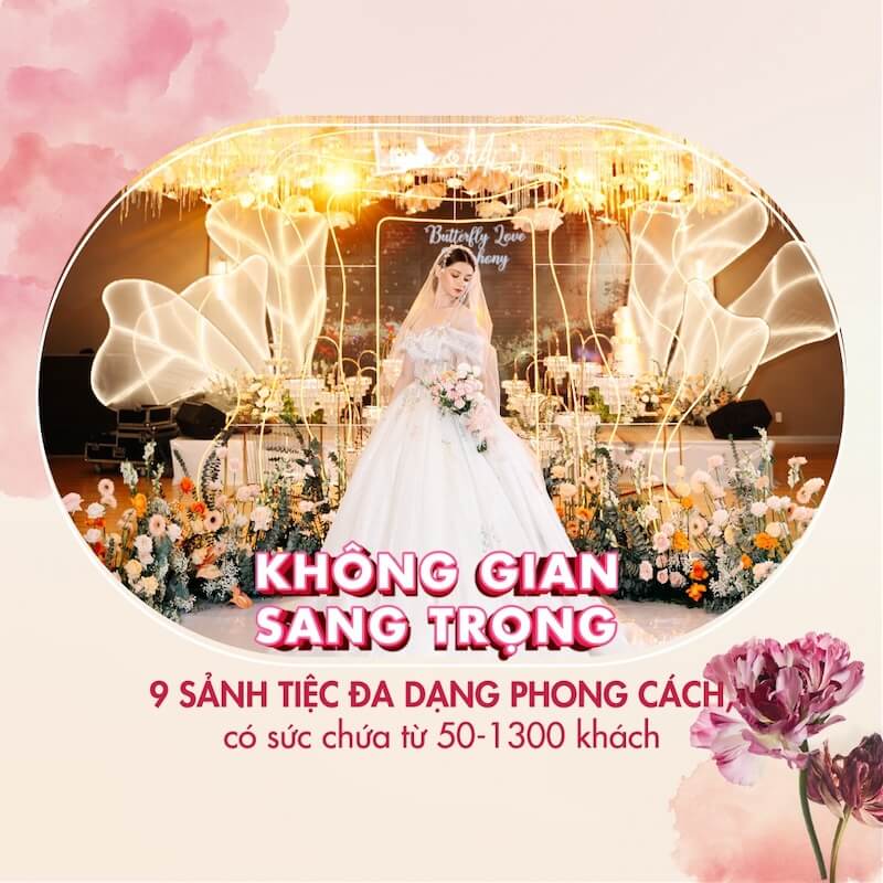 Riverside Palace mang đến không gian cưới sang trọng, phù hợp với nhu cầu khách hàng