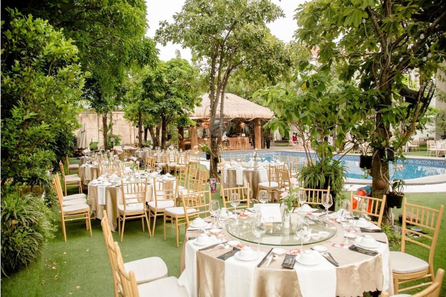 The Mansion Saigon với không gian tiệc cưới ngoài trời lung linh